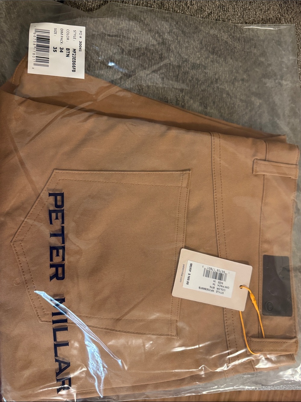 Peter Millar Men’s Tan Chino Pants with Logo
